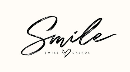 Obraz premium Elegant smile calligraphy design with heart symbol on neutral background