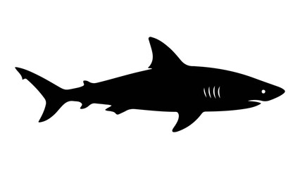 Obraz premium A striking black silhouette of a powerful shark, embodying the predatory nature and raw strength of marine life in a bold, graphic representation