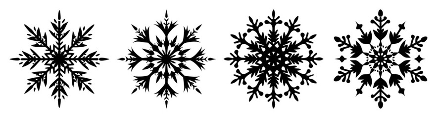 Fototapeta premium Snowflake silhouette icon pack set winter holiday flat design vector illustration scalable art