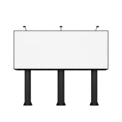 Obraz premium Blank billboard with three black poles on white background