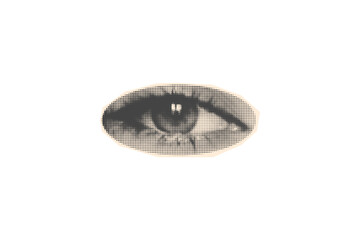 Vintage Realistic Eye Halftone Engraving