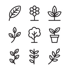 Set of various nature and plant icons vector illustration for design