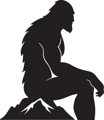 Fototapeta premium bigfoot sitting on the mountain silhouette