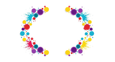 Colorful illustration of the letter C made of splattered paint and powder in shades of pink, purple, blue, yellow, and red on a white background for Holi Festival Day decoration or social