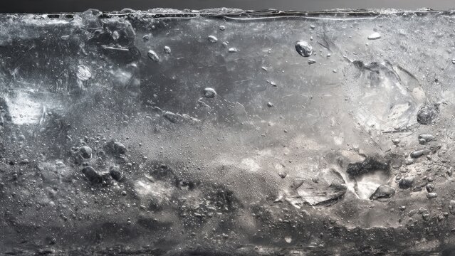 Block of ice texture with trapped air bubbles