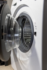 washing maschin. Glass door of a washing machine.
