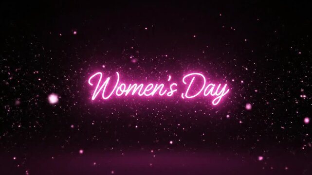 Women Day Celebration With Pink Neon Light Text Elegant Feminism Theme Women s Day