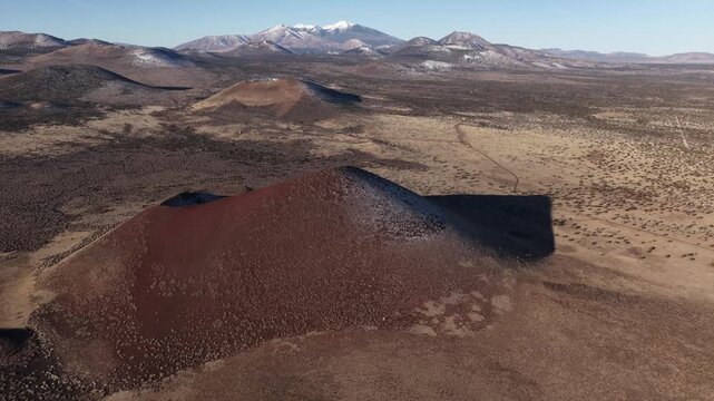 Black Bottom Crater and San Francisco Peaks northeast of Sunset Crater, Arizona