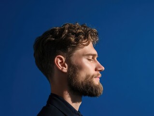 Fototapeta premium profile portrait professional isolated on a blue background