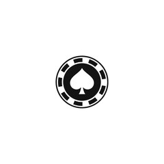 Black Spade Poker Chip Casino Gambling logo icon flat vector design