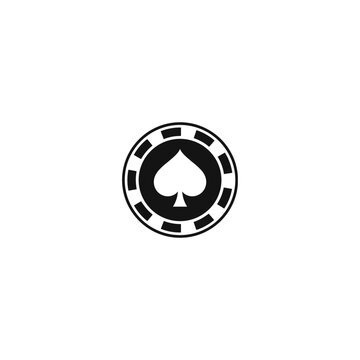 Black Spade Poker Chip Casino Gambling logo icon flat vector design