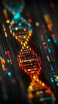 Abstract representation of DNA strands illuminated by vibrant colors
