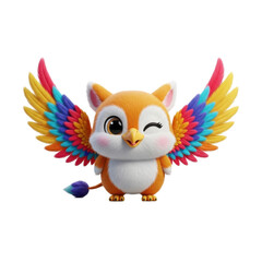 Naklejka premium Cute cartoon griffin winking