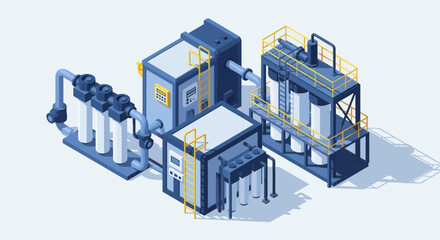 Obraz premium Industrial Water Purification System with Multiple Filters and Tanks.