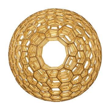 Golden Fullerene C60 Molecule Structure