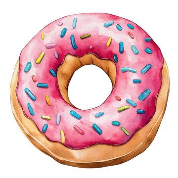 Travel Pillow In Donut Shape, vector watercolor, painting isolated on a white background.