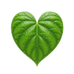 Obraz premium Green heart-shaped leaf with water droplets