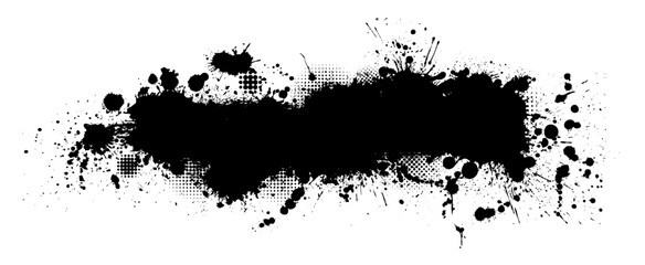 Obraz premium Black blot isolated on white background. Hand drawn. Not AI, vector illustration.