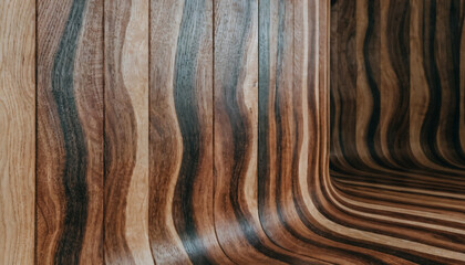 Fototapeta premium Wooden Surface with Wavy Patterns and Dark Brown Stripes