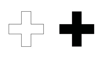 Obraz premium Medical cross icon, healthcare and first aid silhouette and outline vector, emergency hospital sign and pharmacy symbol, 4K high quality, isolated on white.