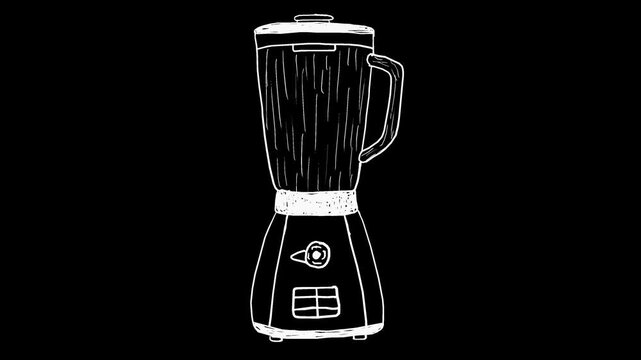 Wiggly hand-drawn blender kitchen appliance on transparent background 1