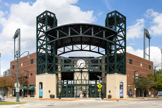 Joliet, IL, USA - September 24, 2025: Duly Health and Care Field is located in downtown Joliet and home to the Joliet Slammers minor league baseball team.