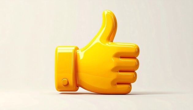 A 3D yellow thumbs-up icon on a white background