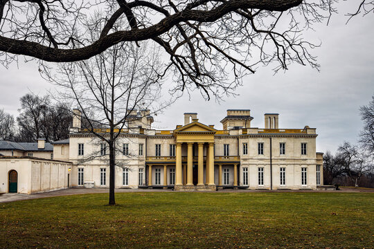 Hamilton, Ontario, Canada - January 10, 2026: The exterior of Dundurn Castle during the winter. The castle was built in 1835 and is a National Historic Site of Canada and a premier visitor attraction.