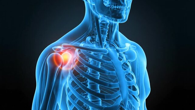 Shoulder pain xray blue glow.