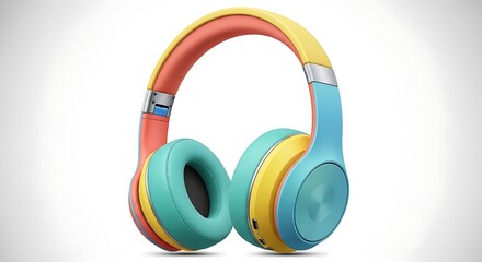 Modern Music Headphones Colorful Technology Illustration