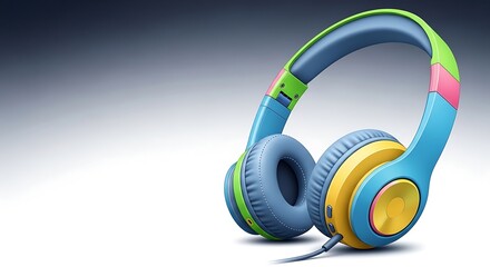 Vibrant Headphones Music Listening Device Illustration