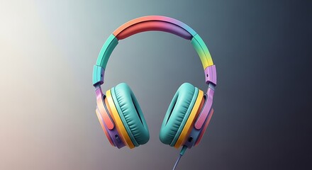 Creative Headphones Design on Dark Gradient Background