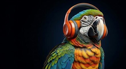 Stylish Parrot Music Lover Digital Illustration