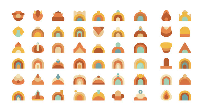 Collection of Diverse Abstract Arch Shapes and Geometric Forms.