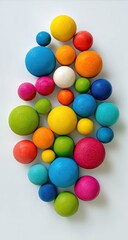 Obraz premium Colorful wooden spheres scattered on pale background