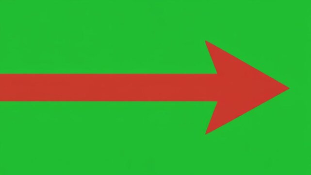 A large red arrow pointing to the right on a green background with a white section at the bottom