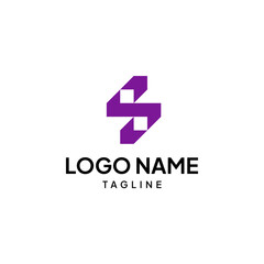 Obraz premium Modern Purple Geometric Logo Abstract S Shape