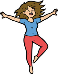 Dynamic illustration of a dancer in motion, expressing freedom and energy, ideal for music or lifestyle brands