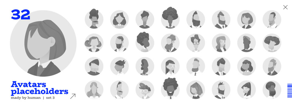 Headshot, Avatar, and Placeholder Cartoon Icon in Gray for A Professional Portrait or Character Photo. A Generic Profile User with A Neutral and Abstract Business Background in A Flat Vector Design.