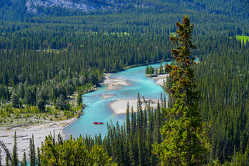 Rafting in the Bow River Valley in Banff National Park, Alberta, Canada