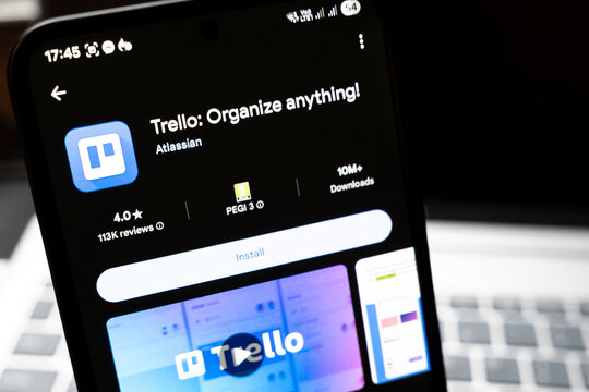 Warsaw, Poland - Feb 24, 2026: Screenshot of Trello app interface showcasing organizational features, boasting user-friendly design and functionality for task management.