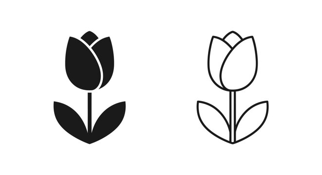 Mother's day tulip flower icon set for celebration and gift ideas Vector