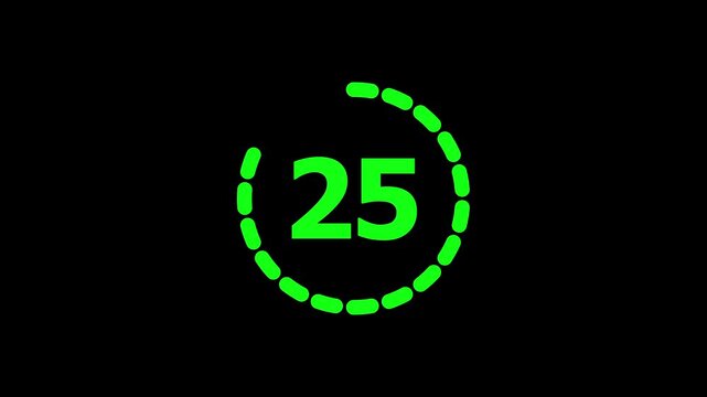 One minute countdown animation from 30 seconds to 0 second with alpha channel,