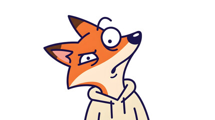 Obraz premium Cartoon Fox Character Wearing Hoodie.