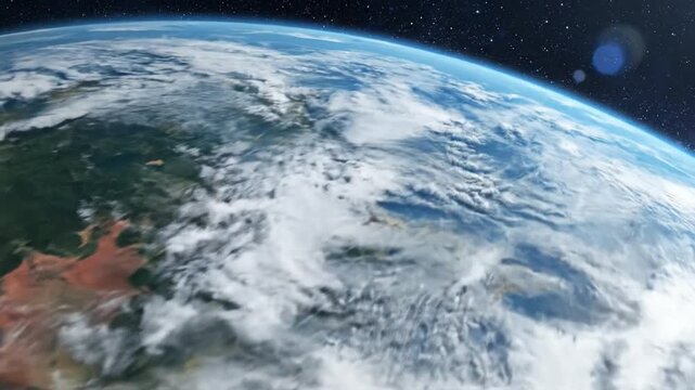 Blue Earth globe from space showing land and clouds