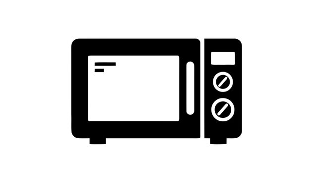 Vector illustration&nbsp;of black and white microwave oven icon on on a transparent background