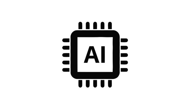 Vector illustration&nbsp;of black ai chip icon on with lines on a transparent background
