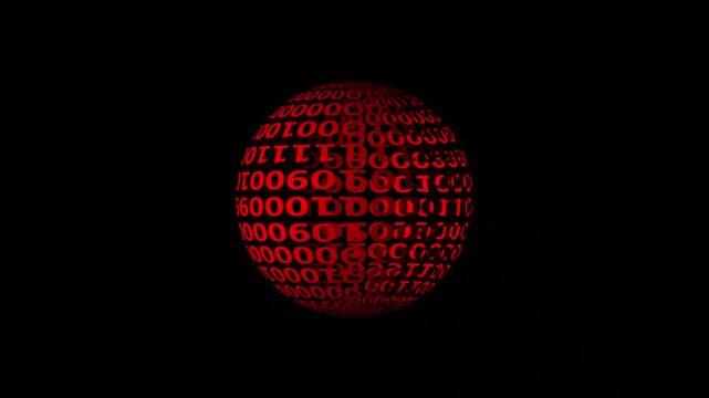 Digital sphere with binary code moving