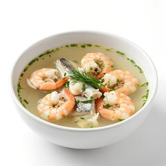 Light and Fresh Herbal Bouillabaisse White Background