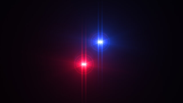 Red and blue light rays on black background